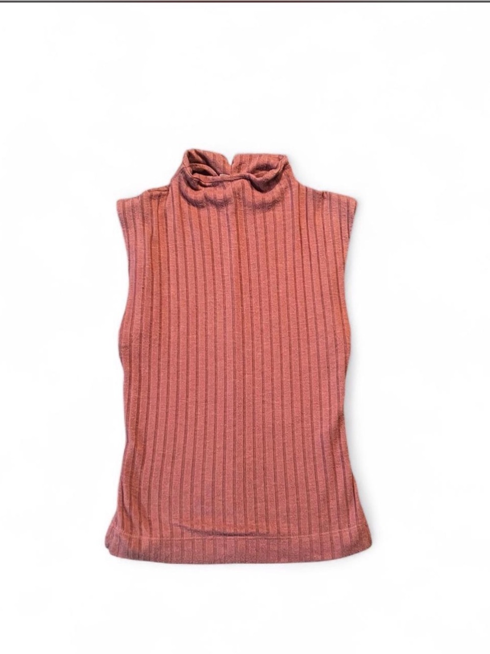 Sleeveless Ribbed Mock Neck Top - Dusty Rose